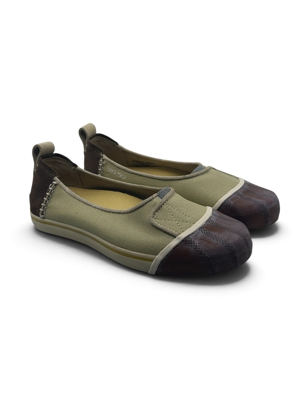 Sorel Sentry Womens 7 Slip On Flats Canvas Duck Toe Shoes Brown Beige NL1674-104